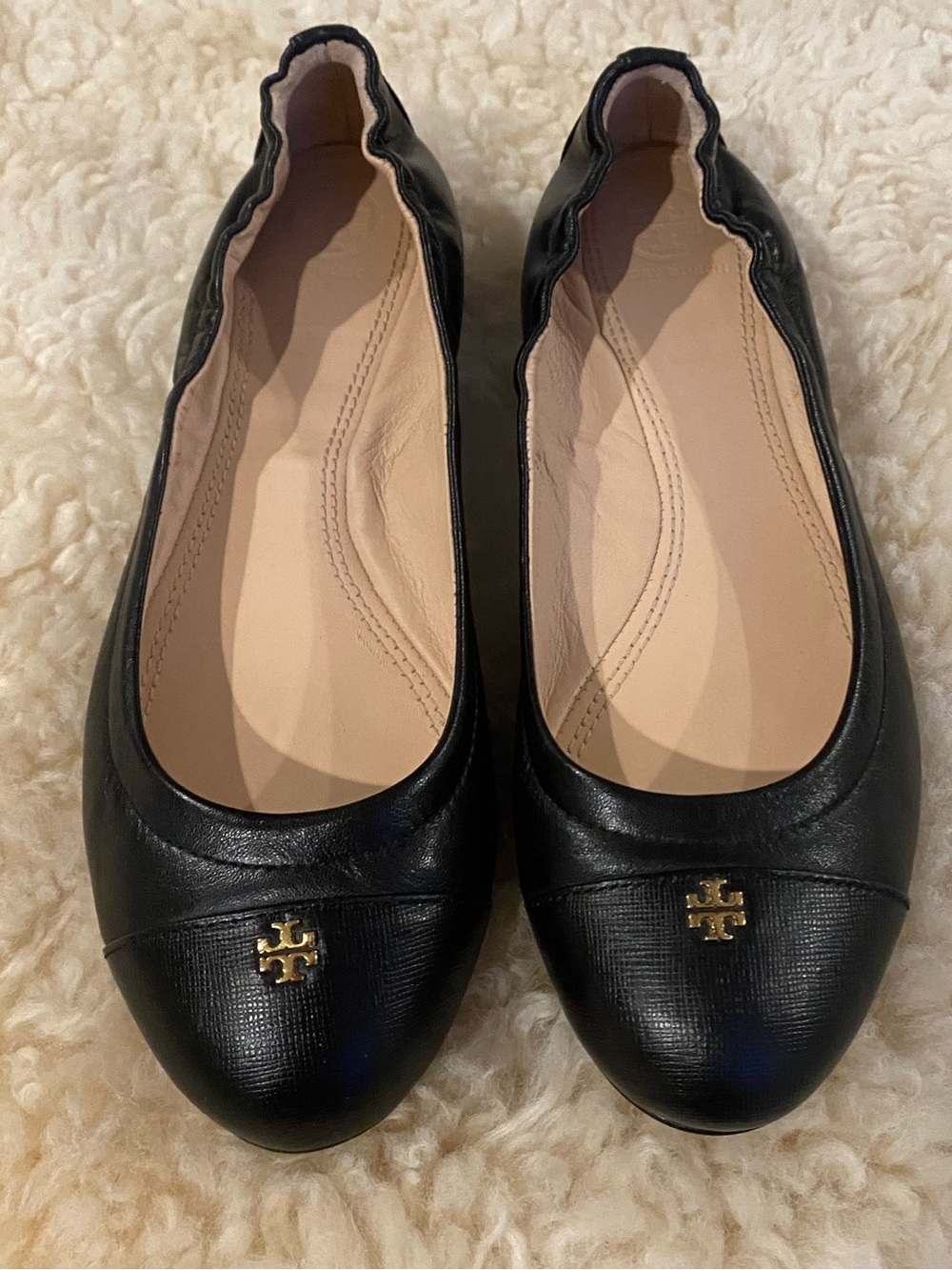 Tory Burch Women's York Ballet Mestico Saffiano Black
Leather Flats